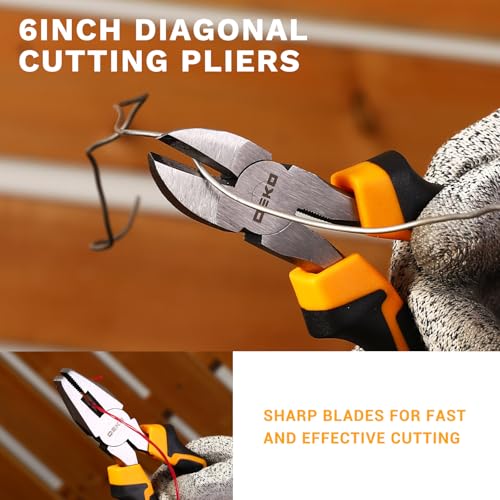 6PCS Pliers Set, 10" Water Pump Plier 8" Slip Joint/Linesman/Long Nose Plier 6" Diagonal 8" Adjustable Wrench | Premium CR-V Tools with Storage Bag for Home Repair, Workshop & DIY Professional Use