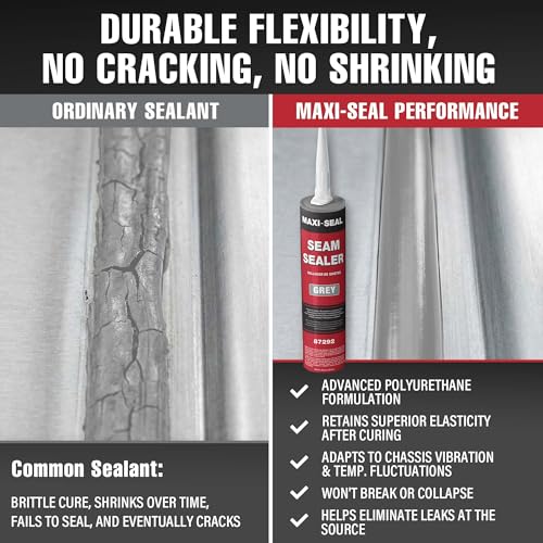 Maxi-Seal Gray Polyurethane Seam Sealer (6-Pack, 10.5oz Tube) | Durable & Flexible Auto Body Joint Compound | Brushable Automotive Filler to Duplicate OEM Finish (87292) - style: 6 Pack