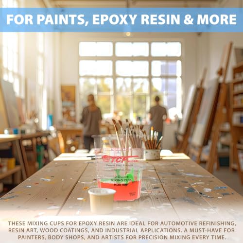 Custom Shop Paint Mixing Cups, 10-Ounce, Box of 100, Plastic Measuring Cups - color: Cups - Box of 100 + 12 Lids