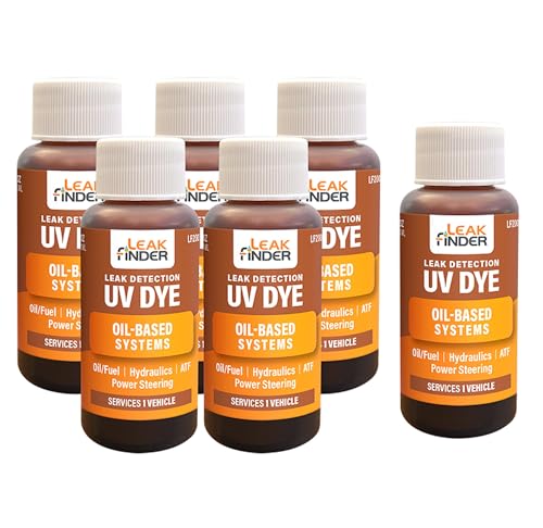 LF2001 Automotive Oil-Based Fluid Leak Detection Dye for Oil, Fuel, ATF, Power Steering, (6) 1oz Ultraviolet Fluorescent Dye Bottles, Services up to 6 Vehicles - size: 1oz, style: 6pk