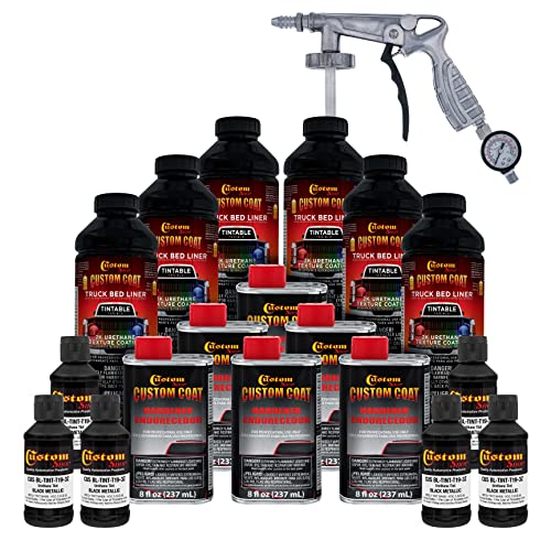 Custom Coat Black Metallic 1.5 Gal. Spray-On Bed Liner Kit Gun & Regulator - color: Black Metallic, size: 1.5 Gallon Kit with Gun
