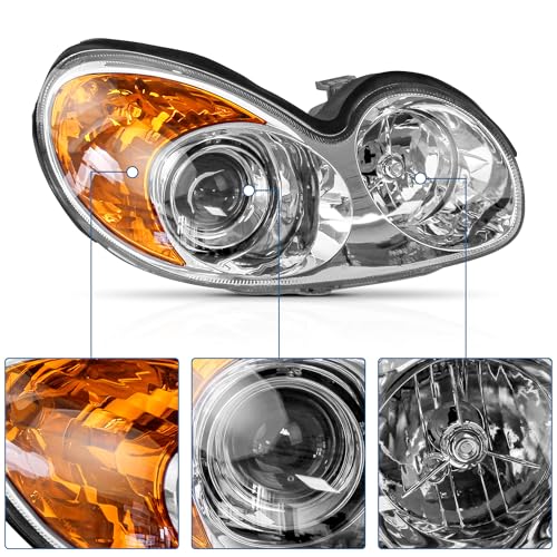 PartsFlow Left And Right Side Headlights For 2002 2003 2004 2005 Hyundai Sonata Chrome Housing Clear Reflector Halogen Headlamps HY2503126 HY2502126 - color: For 02-05 Hyundai Sonata