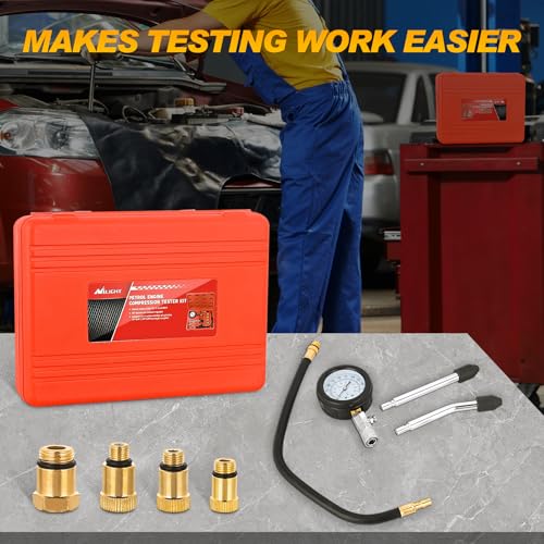 Nilight Compression Tester Kit 8PCS, 0-300 PSI Cylinder Pressure Gauge - color: 8pcs