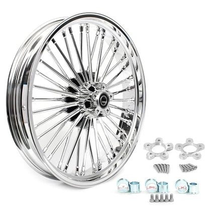 TOFR 21x3.5 16x3.5 Chrome Fat Spoke Wheels For Harley Touring Baggers 84-08 - color: Chrome, size: Front:21x3.5 Rear:16x3.5