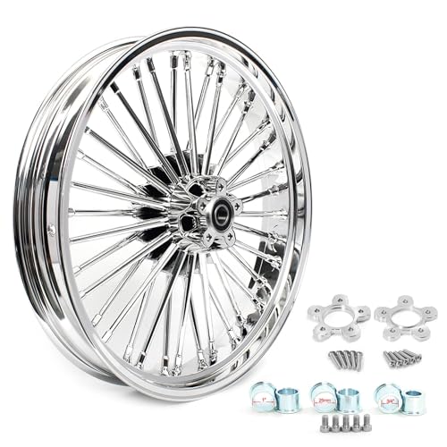 TOFR 21x3.5 18x3.5 Chrome Fat Spoke Wheels For Harley Touring Baggers 84-08 - color: Chrome, size: Front:21x3.5 Rear:18x3.5