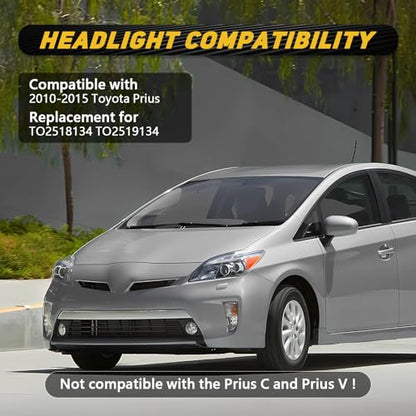 Headlight Assembly Fit for 2012-2015 Toyota Prius Chrome Housing Clear Lens - color: Chrome