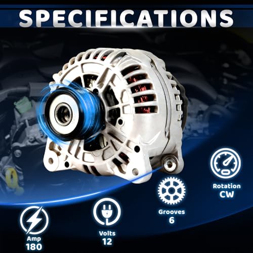 WorldCraft 12V 180A High Output Alternator for Skoda Superb Yeti Dodge Journey - size: 0-121-715-003