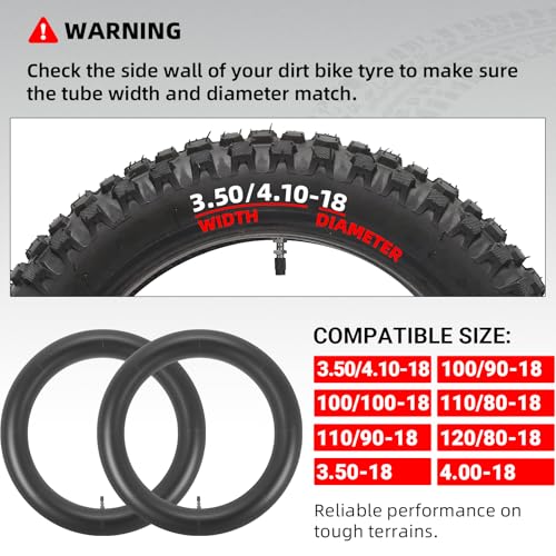 AR-PRO 3.50/4.10-18 Dirt Bike Inner Tubes with TR4 Straight Valve, Universal Heavy Duty 100/90-18" 100/100-18" 110/80-18" 110/90-18" Off-Road Motorcycle Tube and More (2-Pack) - size: 3.50/4.10-18", TR4 Valve