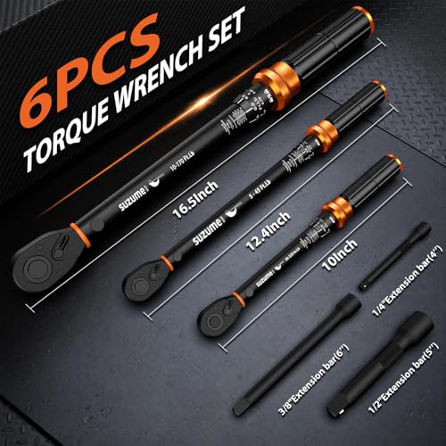 SUZUME Torque Wrench Set 1/2 3/8 1/4 Inch Drive Click ±3% Accuracy