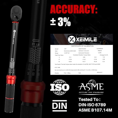 3/8-Inch Drive Click Torque Wrench-5-45Ft-Lb for Car Motorcycle DIY - size: 3/8"DR.5~45 FT-LB