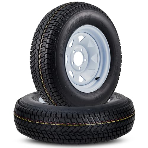 ST205/75D14 Trailer Tires with 14 in Rims, 5 Lug on 4.5 in, Load Range C, 6PR - size: ST205/75D14, style: 5 lug on 4.5"