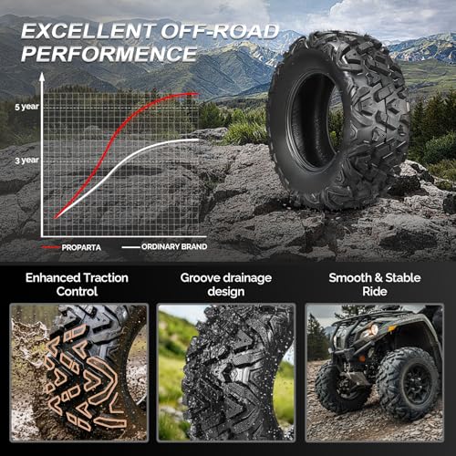 TUFFIOM 25x8-12 ATV Tires Set of 2 for All Terrains, Mud Sand Off-road ATV UTV Tire for Trail Vehicles, 6 PR, Deep Tread, Tubeless - size: 25x8-12 (2 pack)