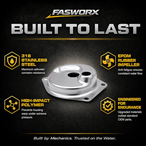 FASWORX 46-99157T2 Upper Water Pump Repair Kit for Mercury Mariner 9.9 15 20 25 HP Outboards, Replaces 46-99157A2, 46-99157A02, 85098A2, Fits 2-Stroke & 4-Stroke 323cc Bigfoot Models