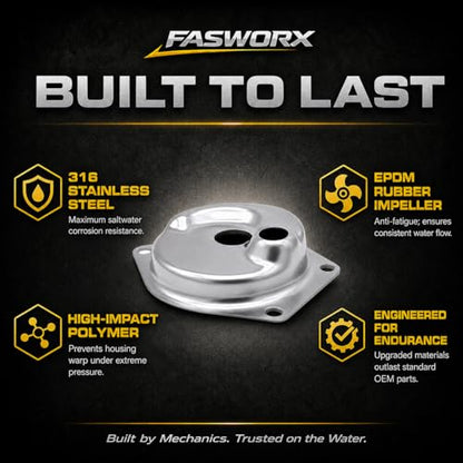 FASWORX 46-99157T2 Upper Water Pump Repair Kit for Mercury Mariner 9.9 15 20 25 HP Outboards, Replaces 46-99157A2, 46-99157A02, 85098A2, Fits 2-Stroke & 4-Stroke 323cc Bigfoot Models