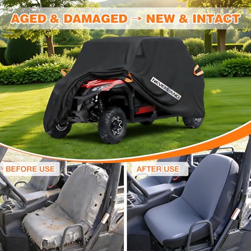 NEVERLAND UTV Cover Heavy Waterproof Denier Oxford Cloth for Polaris RZR Yamaha Can-Am Defender Kawasaki Ranger Cover 4-6 Passenger Black - size: up to 154"L