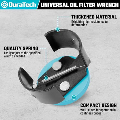DURATECH Adjustable Oil Filter Wrench, Universal, 3/8" Drive - size: 2-1/2 to 3-1/8 Inches