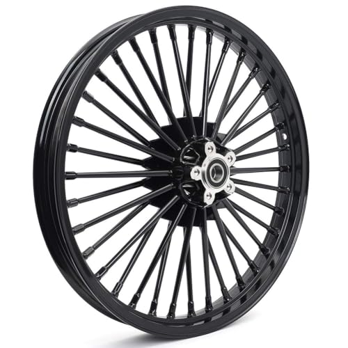 TOFR 21x2.15 18x3.5 Fat Spoke Black Wheels For Harley Dyna FXD FXDB 00-05 - color: Gloss Black, size: Front:21x2.15 Rear:18x3.5