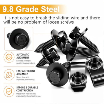 weideer 20PCS M8-1.25 Universal Fender Liner Screw U Nut Kit,Engine Splash Shield Hex Head Screw U Clips,Automotive Body Screws Clips(25sets) K-G132-M8-20PCS - color: BK-M8 U Clips+Screws