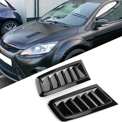 Universal Car Hood Vent Scoop Kit, Cold Air Intake Louvers for Auto Cooling, Fit for RS MK2 Bonnet Cover (Glossy Black) - color: Glossy Black