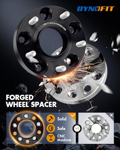 dynofit 1.5" Wheel Spacers 5x5 for 2007-2018 Jeep Wrangler JK, 1999-2010 Grand Cherokee WJ WK, 71.5mm Hub Centric 5x127 Wheel Adapters for 2005-2010 Commander XK, 1/2"-20 Studs, 4Pcs Forged Spacers - size: 1.5 inch - 1/2-20 Studs