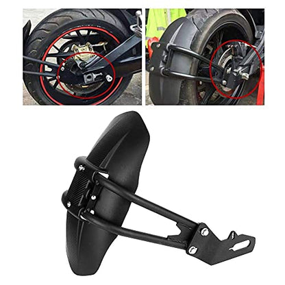 Qiilu Motorcycle Rear Mudguard, Black ABS & Stainless Steel, Universal Fit for Convex Rear Flat Fork 12-18inch Tires