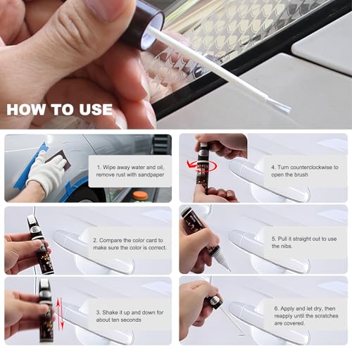Car Touch Up Paint, 2-in-1 Color Accurate Paint Pen Lasting Auto Scratch Remover, Quick Drying Automotive Touch-up Paint Fill Pen for Most Vehicles, Universal Car Accessories (White) - color: White
