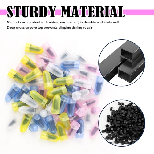 2026 Upgraded 60PCS Screw in Tire Plugs,Self-Service Tire Plugs Kit with Screwdriver for Emergency Tires Repair,Universal Tires Repair Rubber Nail Kit Car Accessories