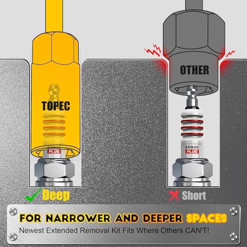 TOPEC 10PCS Deep Lug Nut Remover Heavy Duty, 1/2" Drive Impact Wheel Lock Removal Kit, Spiral Type Lug Nut Removal Tool for Removing Stripped, Broken, Damaged, Rounded Bolts, Nuts & Screws