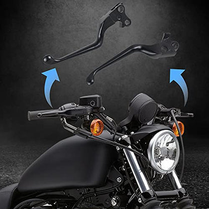 NTHREEAUTO Black Brake Clutch Lever Hand Levers Compatible with Harley Sportster 883 1200 Dyna Softail Electra Glide Road King Touring Fat Bob - color: Black
