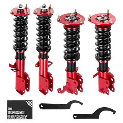 BDFHYK Coilovers Compatible with Toyota Corolla 1987-2002, Shock Absorber Replacement 4 PCS, Adjustable Height Coilovers Suspension Kit Lowering Kit, Black & Red - style: Toyota Corolla 1987-2002
