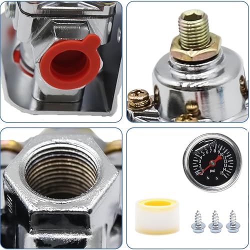 12-804 Fuel Pressure Regulator 1-4 PSI, 3/8 Inch NPT Ports with Gauge Kit, Compatible with Holley 12-804, Replacement for Car & Small Engine