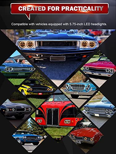 CO LIGHT 5.75 Led Headlight 5 3/4 Round Led Headlights Whit DRL Amber Turn Signal Light and Hi/Lo Beam Led Projector Sealed Beam Headlight Compatible with Thunderbird Torino 4PCS - color: 4PCS
