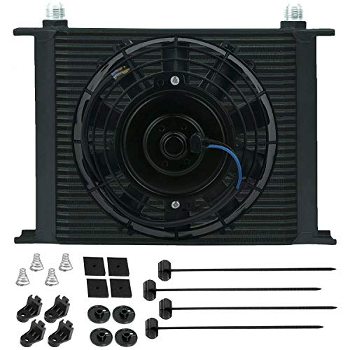 30 Row Aluminum Engine Trans-Mission Oil Cooler 6An Adapters Electric Fan Kit, Doesnotapply