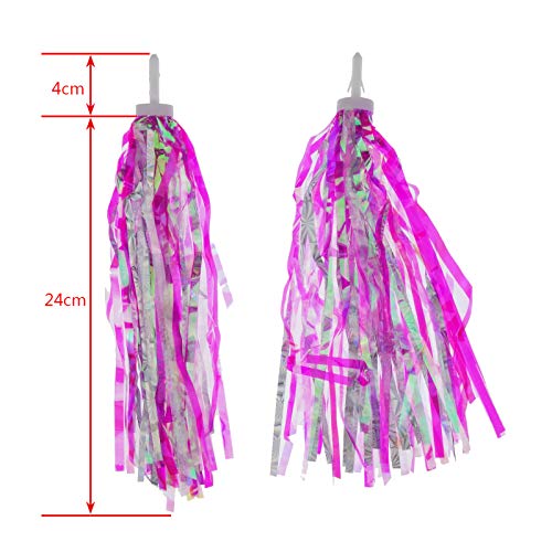 2 Pack Bicycle Bike Handlebar Scooter Streamers,1 Pack Bicycle Bell and Bicycle Handle Bar Grips - color: Pink bell+Hot pink bike streamers+ Pink bike grips
