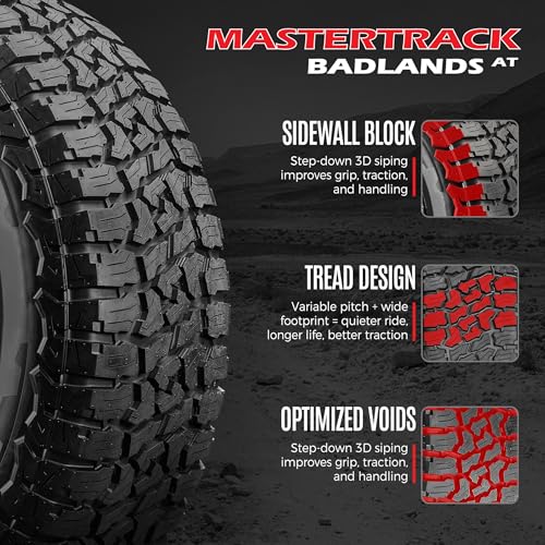 Mastertrack BADLANDS AT All Terrain 265/70R17 115T SUV Light Truck Tire + Road Hazard Warranty Included - 265/70/17(Tire Only) - size: 265/70R17