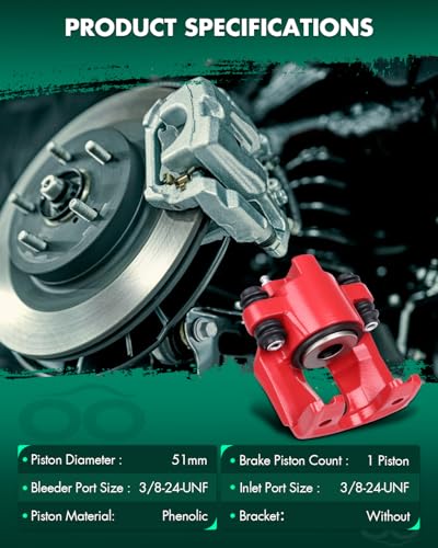 SCITOO 18-4678 Rear Left/Right Disc Brake Caliper Without Bracket Red - size: Rear Driver[18-4678]