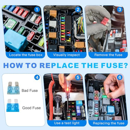 84PCS Car Fuses Assortment Kit, Standard & Mini Fuse 5A-40A