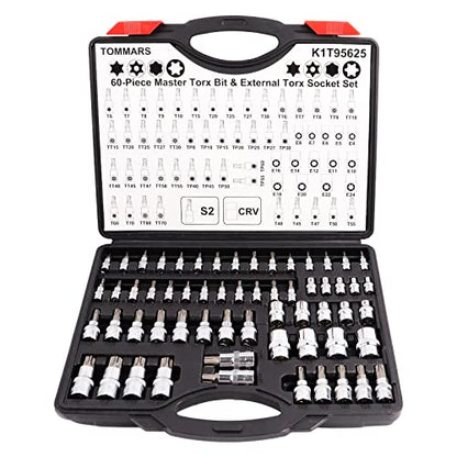 TOMMARS 60-Pc Master Torx Bit Socket & External Socket Set - style: Torx Bit Socket and External Torx Socket Set