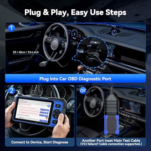 MUCAR 632 AI Bidirectional Scan Tool + Universal 16 Pin Male to Female OBD2 Extension Cable