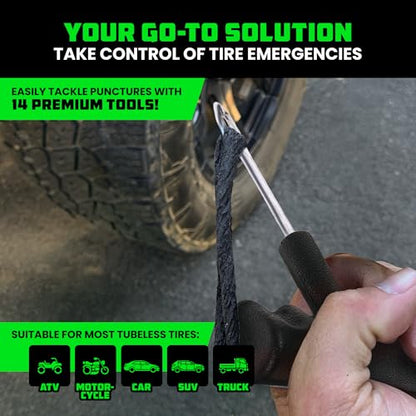Rhino USA Compact Tire Plug Kit (14-Piece) Tire Repair Kit - size: 14 Piece Set