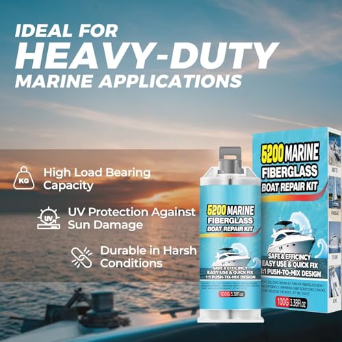 Tylove 5200 Marine Fiberglass Repair Kit, Marine Gel Coating Repair Kit, Epoxy Resin Filler, for Repairing Holes, Gaps, and deep Cracks, Suitable for Enamel, Fiberglass, Acrylic, and Ceramic - color: White