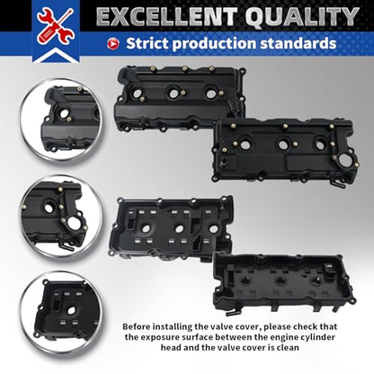 Dual Valve Cover Set with Gasket Compatible with Pathfinder QX4 3.5L 02-03