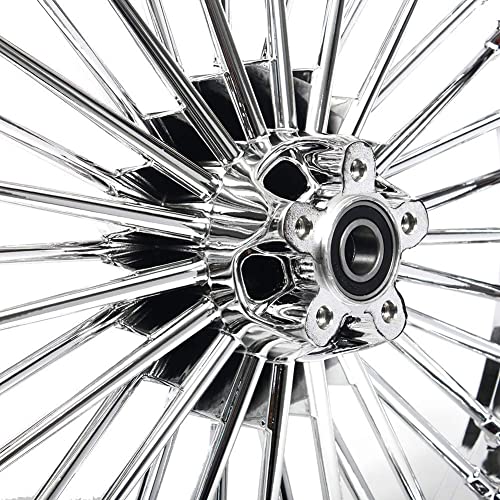 TOFR 21x3.5 18x3.5 Chrome Fat Spoke Wheels For Harley Softail Models 00-22 - color: Chrome, size: Front:21x3.5 Rear:18x3.5