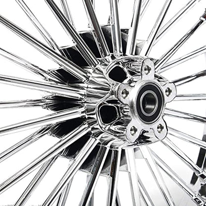 TOFR 21x3.5 18x3.5 Chrome Fat Spoke Wheels For Harley Softail Models 00-22 - color: Chrome, size: Front:21x3.5 Rear:18x3.5
