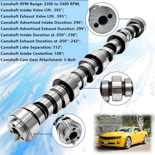 E1841P Stage 3 Camshaft Kit, Fit for 4.8 5.3 5.7 6.0 LS1 LS2 LS6 LQ4 LQ9 V8 GMC Chevrolet 1997-2013 Gen Ⅲ/Ⅳ, Includes .595" LS Stage 3 Cam Kit, Pushrods, Gaskets, Lifters - color: With Head Gasket & Lifters