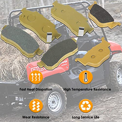 Front & Rear Heavy Duty Ceramic Disc Metal Brake Pads for Honda Pioneer 700 500 700-4 2014-2021 Replace 06435-HN8-016, 06452-HL3-A00, 06451-HL3-A00 (3 Sets)