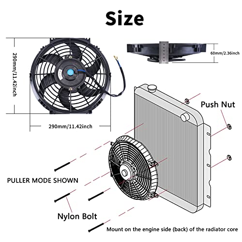 10'' Inch Slim Fan Push Pull Electric Radiator Cooling Fan Black - color: Black, size: 10 Inch-2 Pieces