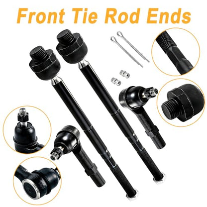 4Pcs Front Inner and Outer Tie Rod Ends Kit Fits for 2007-2013 Chevy Silverado Suburban 1500 Tahoe Avalanche, GMC Sierra Yukon XL 1500, Cadillac Escalade ESV EXT, Replace EV800084 ES800223 - size: EV800084-800223X2