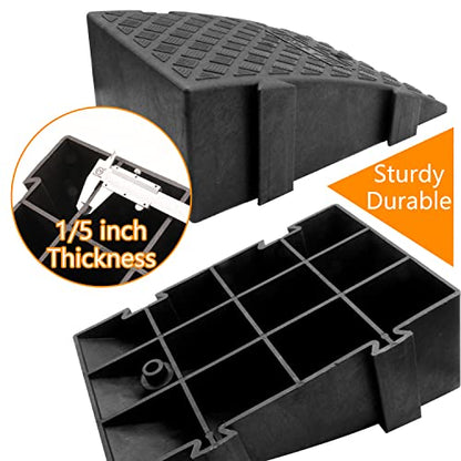 YYDS Curb Ramp, 6" 7" Rise Height 2 Pack,Heavy Duty Plastic Ramps,Interlock Curb Ramps for Driveway,Threshold Ramp for Sidewalk,Driveway,Car, Scooter, Bike, Motorcycle (6 inch high) - size: 6 inch high