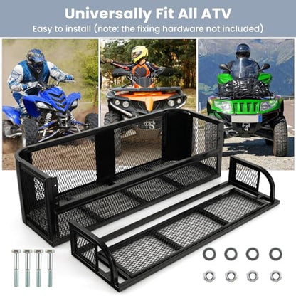 ATV/UTV Rear Drop Basket Rack, Universal Back Cargo Storage Rack with Mesh Design & Steel Construction, ATV Rear Rack Storage Basket Heavy-Duty Detachable Luggage Carrier - size: Rear Rack Basket Carrier